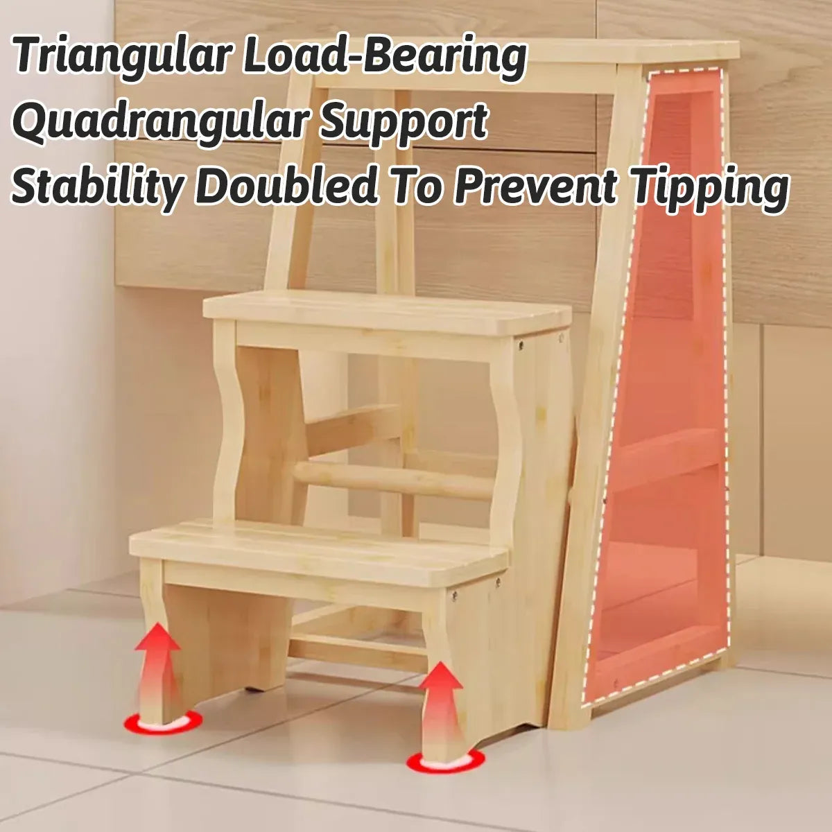 Folding Library Ladder Chair 3 Step Stool Durable for Home Kitchen Daily Use