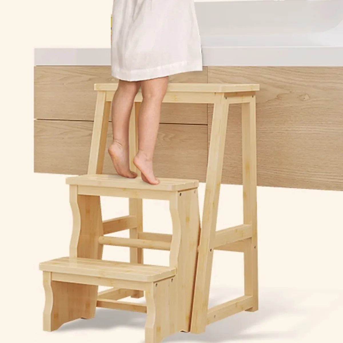 Folding Library Ladder Chair 3 Step Stool Durable for Home Kitchen Daily Use