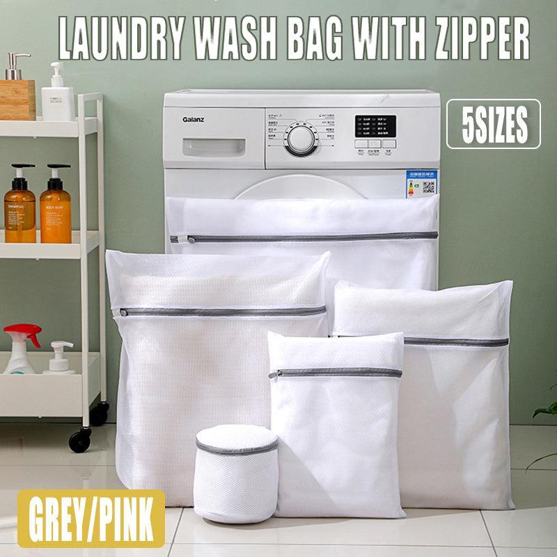 Laundry Baskets: 5pcs Zipper Mesh Laundry Bags Set Clothes Washing Organiser for Delicates - Grey