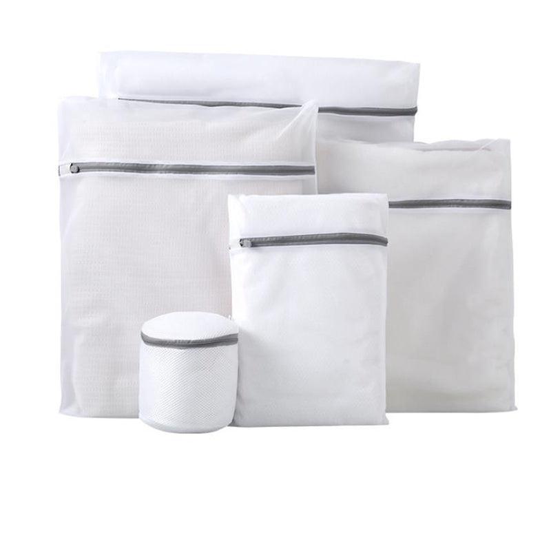 Laundry Baskets: 5pcs Zipper Mesh Laundry Bags Set Clothes Washing Organiser for Delicates - Pink