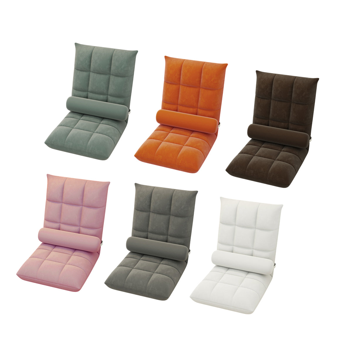 Floor Lounge Sofa Bed Chair with Lumbar Pillow Folding Adjustable Cushion - Pink