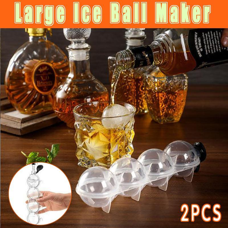 Food Storage: 2X Large Ice Ball Maker Cube Tray Big Silicone Mold Sphere Whiskey Round Mould