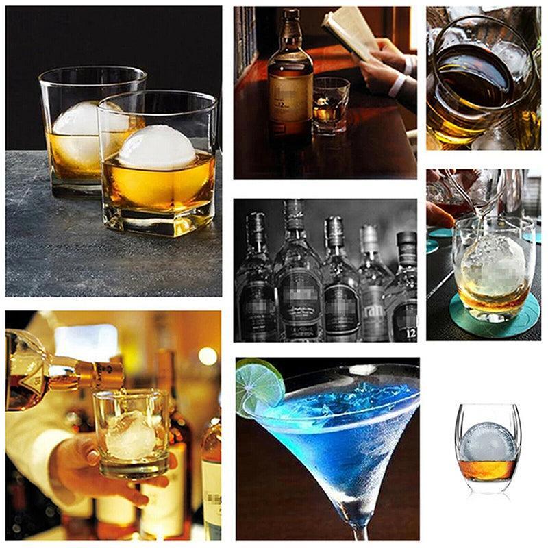 Food Storage: 2X Large Ice Ball Maker Cube Tray Big Silicone Mold Sphere Whiskey Round Mould
