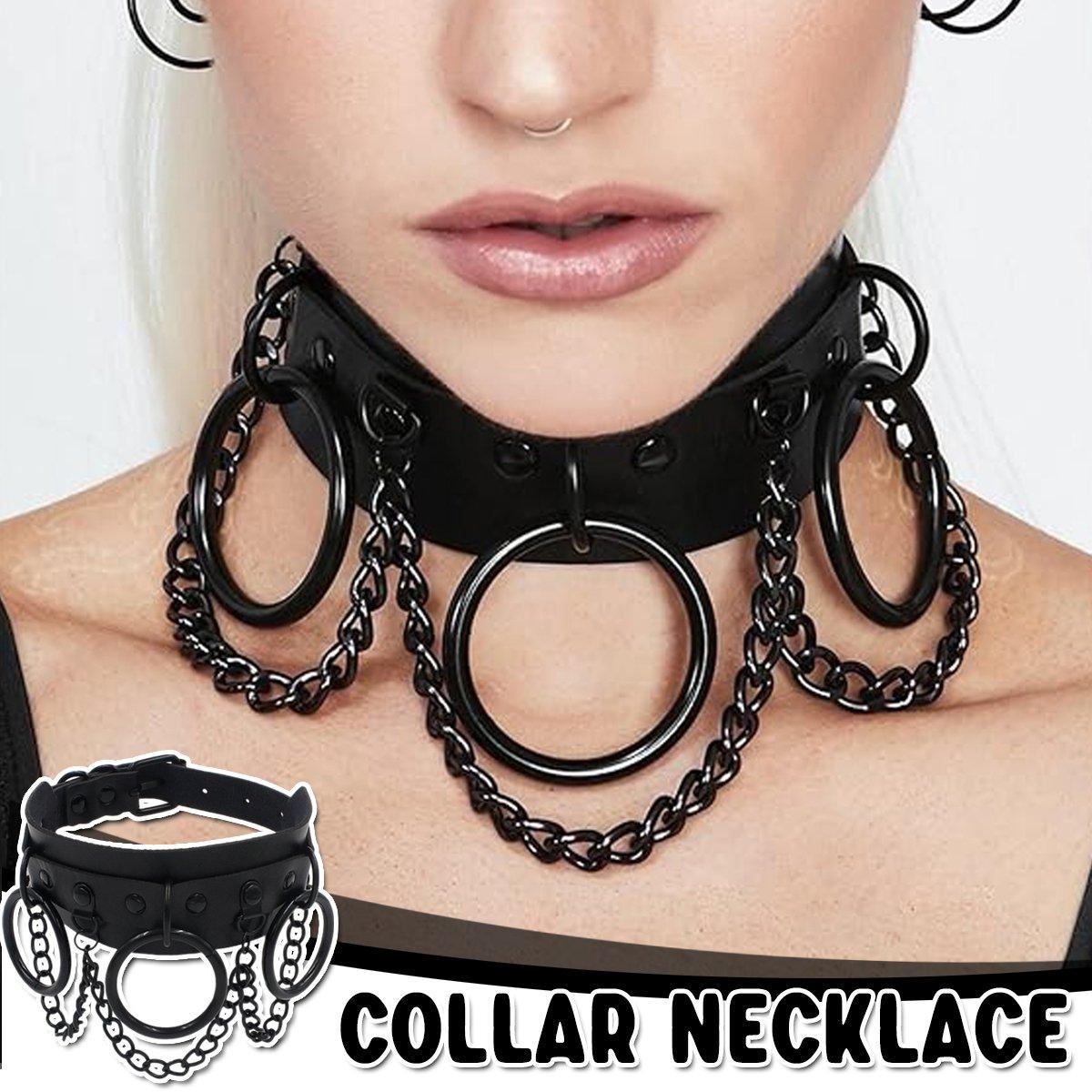 Men's Jewellery: PU Leather Collar Necklace Lock Chain Necklace for Women Fashion Neck Sleeve