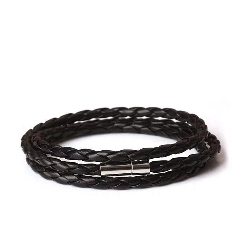 Wellness Accessories: 1Pc New Fashion Men Women Three Laps Pu Leather Bracelet Wristband Bangle Punk - Dark Brown