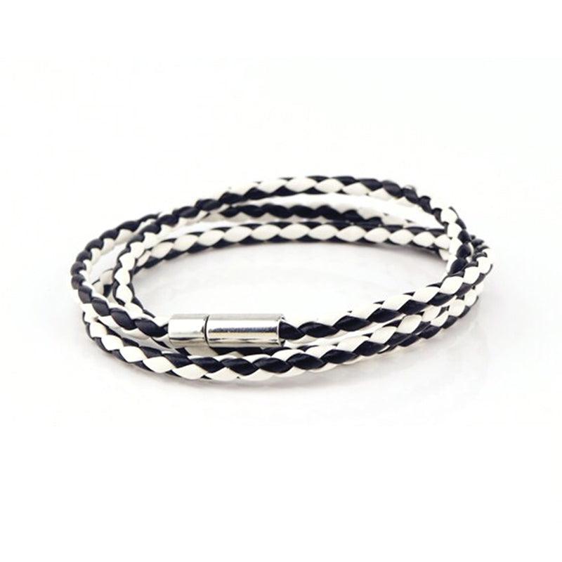 Wellness Accessories: 1Pc New Fashion Men Women Three Laps Pu Leather Bracelet Wristband Bangle Punk - White