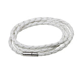 1Pc New Fashion Men Women Three Laps Pu Leather Bracelet Wristband Bangle Punk - White