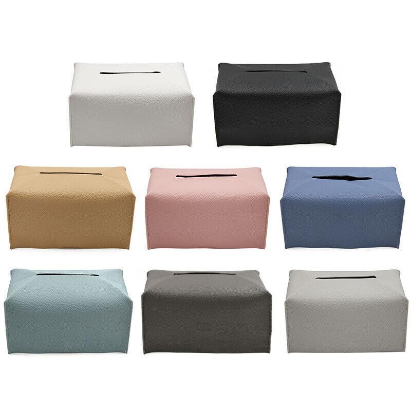 Toilet Paper Holders: Large Size Tissue Box Dispenser Paper Holder Napkin Case Pu Leather Cover - Black