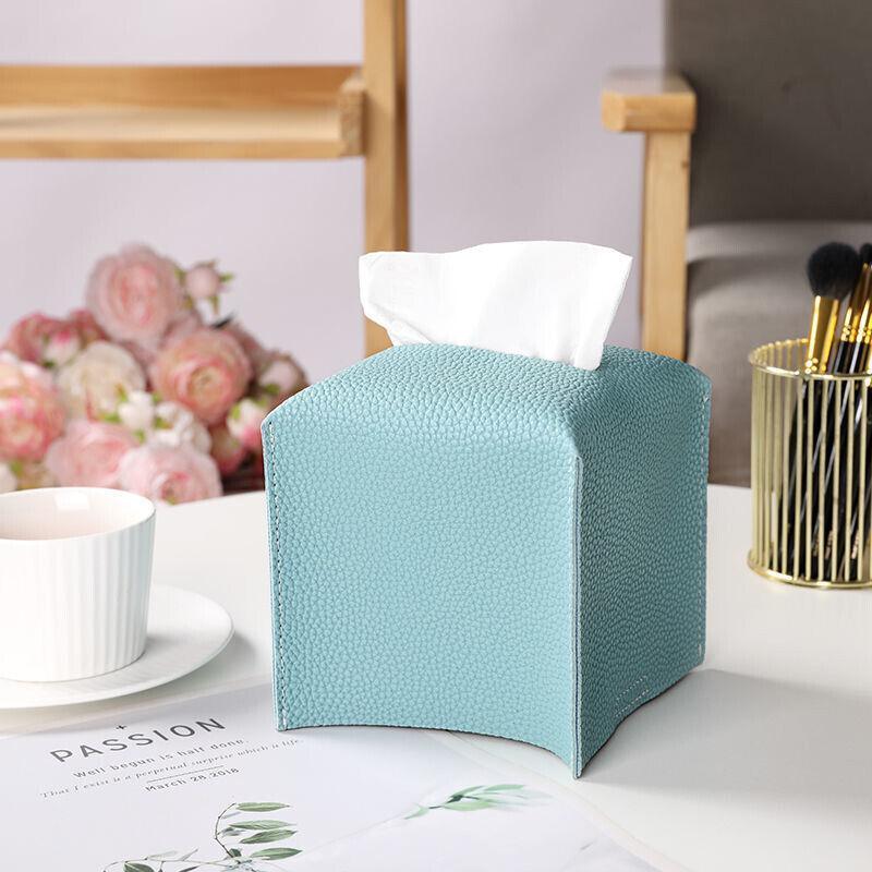 Toilet Paper Holders: Large Size Tissue Box Dispenser Paper Holder Napkin Case Pu Leather Cover - Black