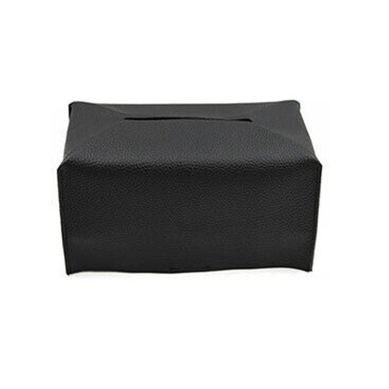 Toilet Paper Holders: Large Size Tissue Box Dispenser Paper Holder Napkin Case Pu Leather Cover - Black