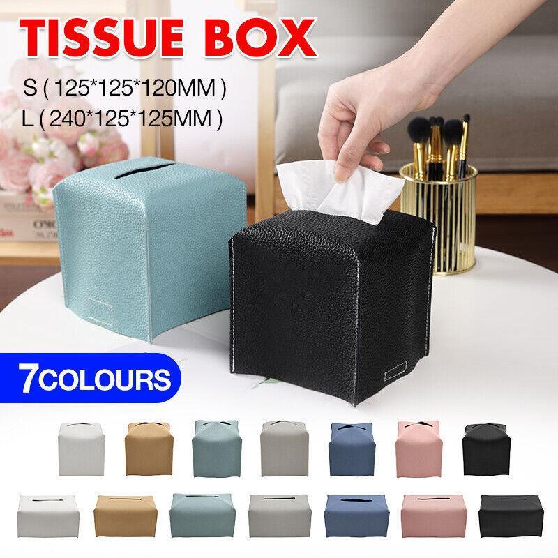 Toilet Paper Holders: Large Size Tissue Box Dispenser Paper Holder Napkin Case Pu Leather Cover - White