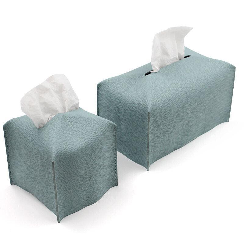 Toilet Paper Holders: Large Size Tissue Box Dispenser Paper Holder Napkin Case Pu Leather Cover - White