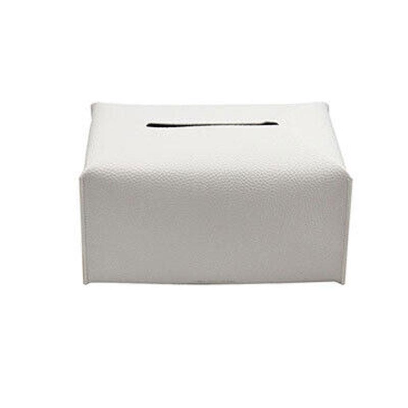 Toilet Paper Holders: Large Size Tissue Box Dispenser Paper Holder Napkin Case Pu Leather Cover - White