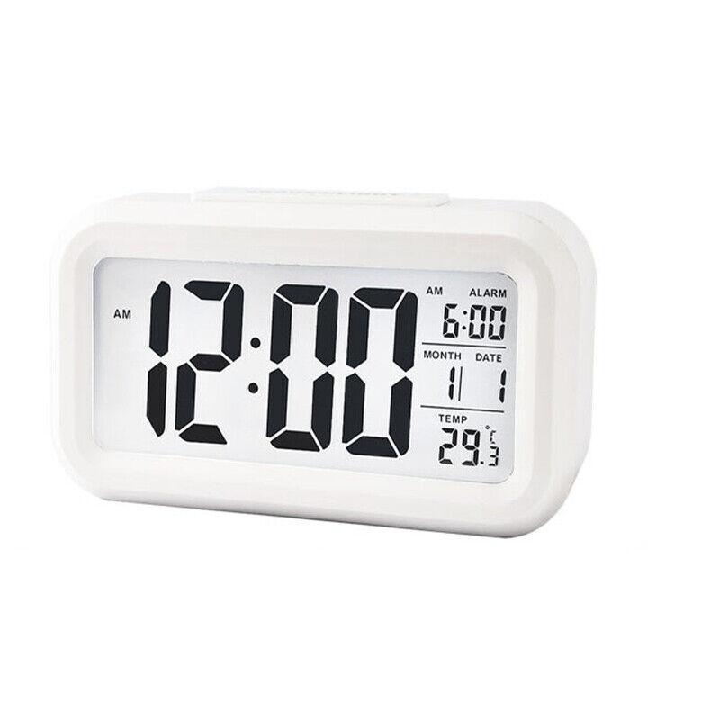 Clothing & Wardrobe Storage: Digital Bedside Led Snooze Alarm Clock Time Temperature Day/Night Desktop Clock - White