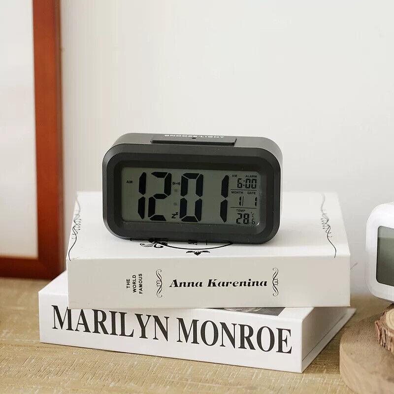 Clothing & Wardrobe Storage: Digital Bedside Led Snooze Alarm Clock Time Temperature Day/Night Desktop Clock - White