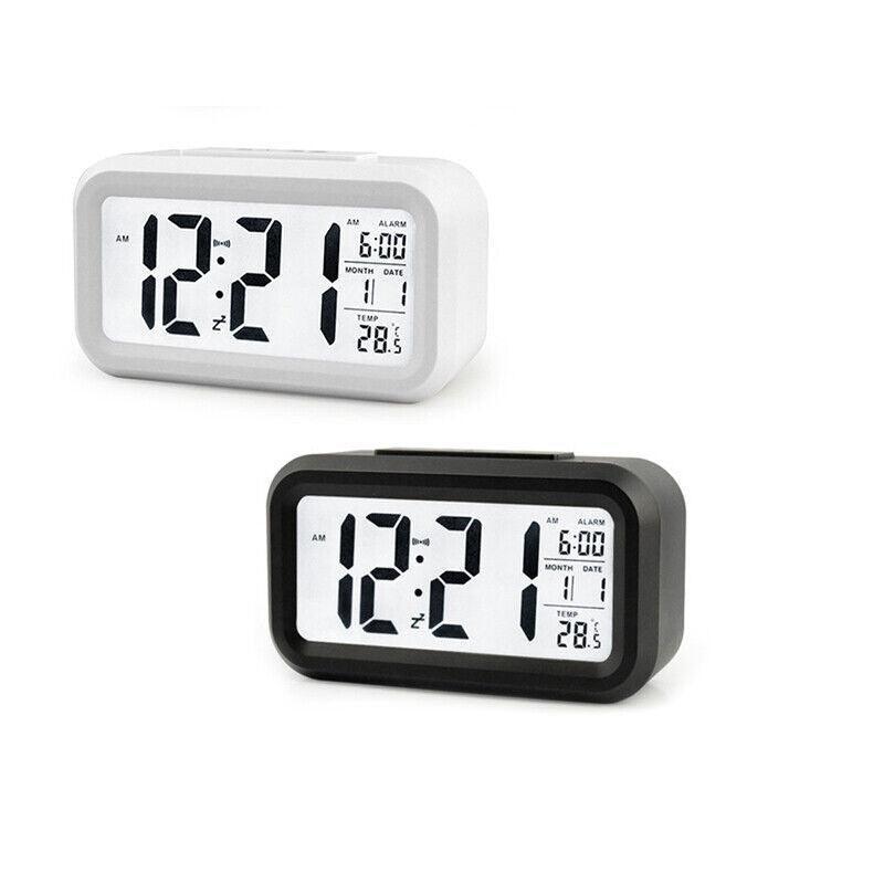 Clothing & Wardrobe Storage: Digital Bedside Led Snooze Alarm Clock Time Temperature Day/Night Desktop Clock - White