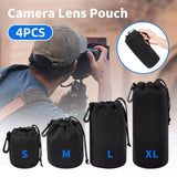 Camera Accessories: 4pcs DSLR Camera Lens Pouch Protective Case Tube Bag Soft Cover for SLR Storage