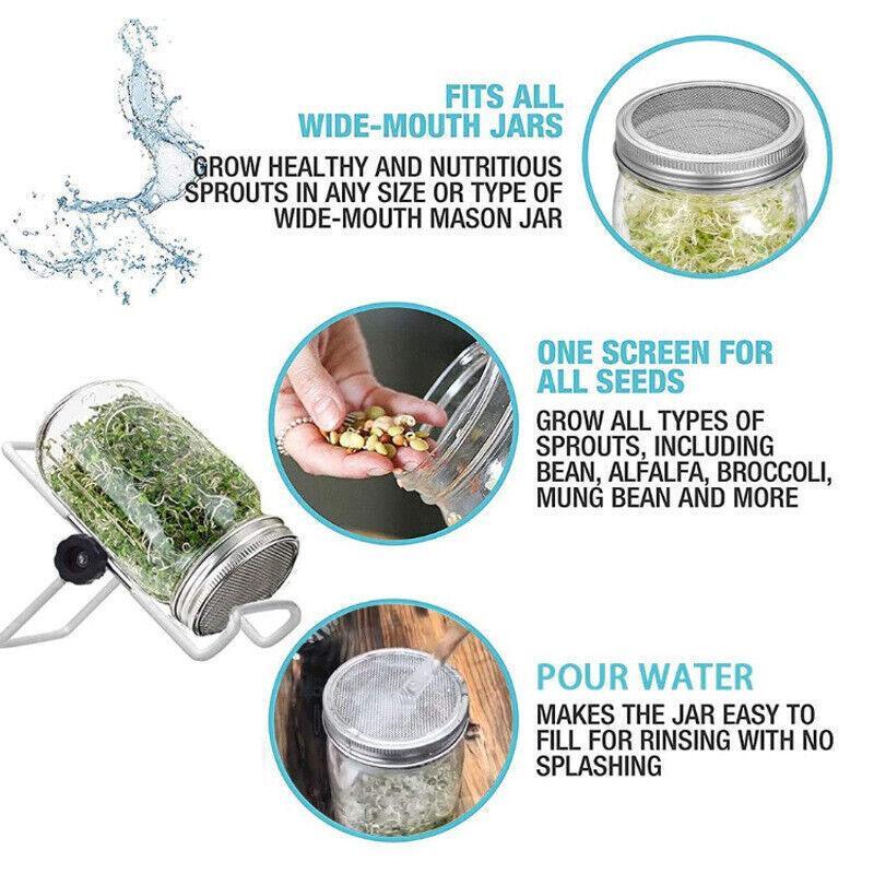 Outdoor Lights: Seed Sprouting Lids Tools Strainer Screen Kits For Wide Mouth Mason Canning Jar - 1SET