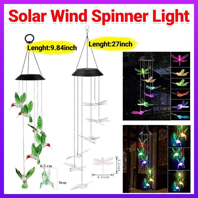 Wind Chimes Solar Powered Led Lights Changing Hanging Garden