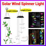 Other Outdoor Lights: Wind Chimes Solar Powered Led Lights Changing Hanging Garden Yard Outdoor Decor - Hummingbird