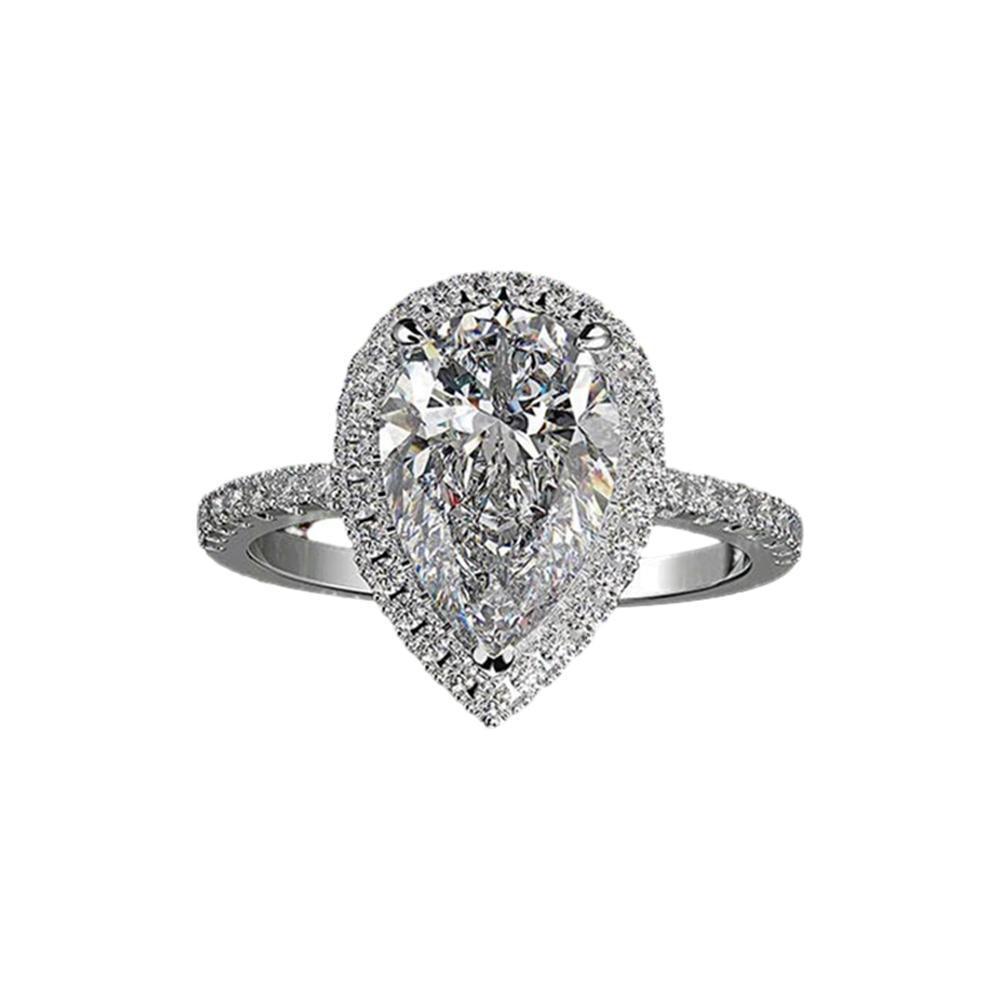 Men's Jewellery: Sparkling Pear Shaped Zircon Cluster Ring Pear Shape Engagement Women Gift - 10