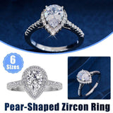 Men's Jewellery: Sparkling Pear Shaped Zircon Cluster Ring Pear Shape Engagement Women Gift - 9