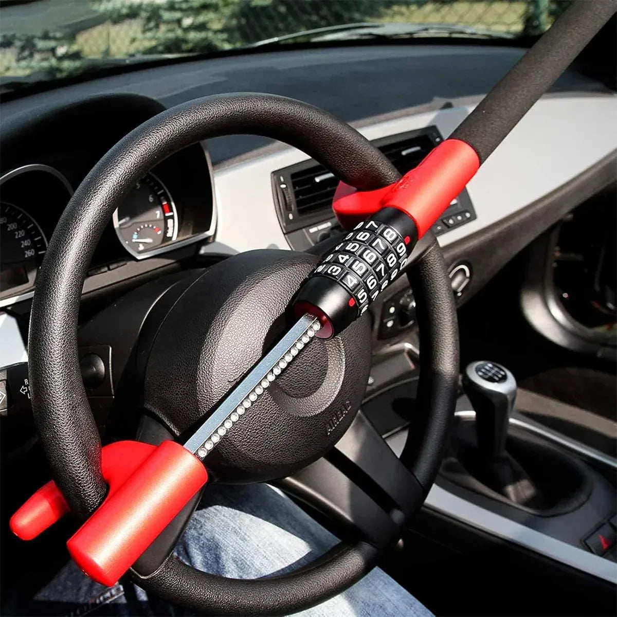 Car Steering Wheel Lock Anti Theft Security Code Lock for Vehicle Protection Use - Red