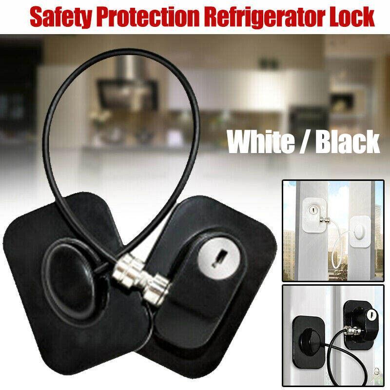 Safety Gates & Safety Accessories: Refrigerator Lock with Keys for Fridge Cabinet Window Door and Drawer Latch Use - Black