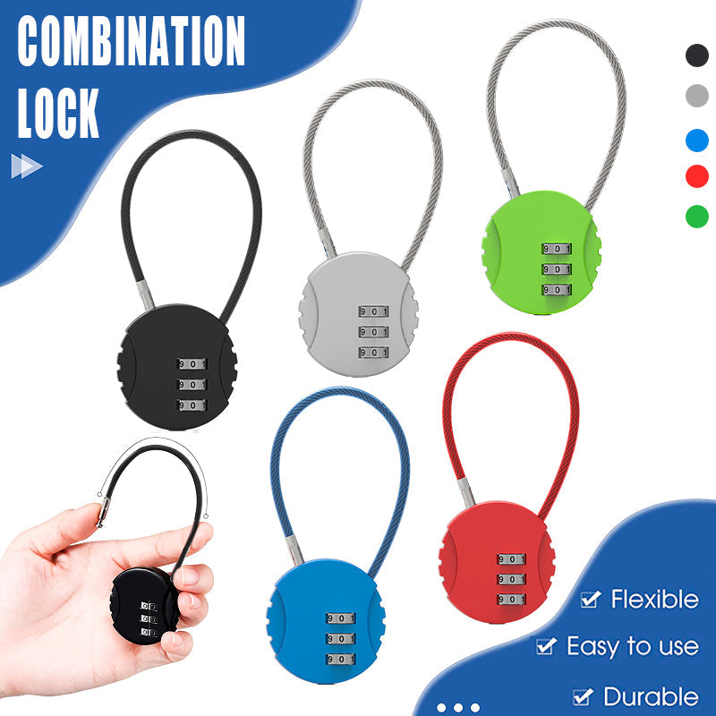 Safes & Lock Boxes: Combination Lock Padlock Locker 3 Digit Security Bike Suitcase Luggage Bag - Blue