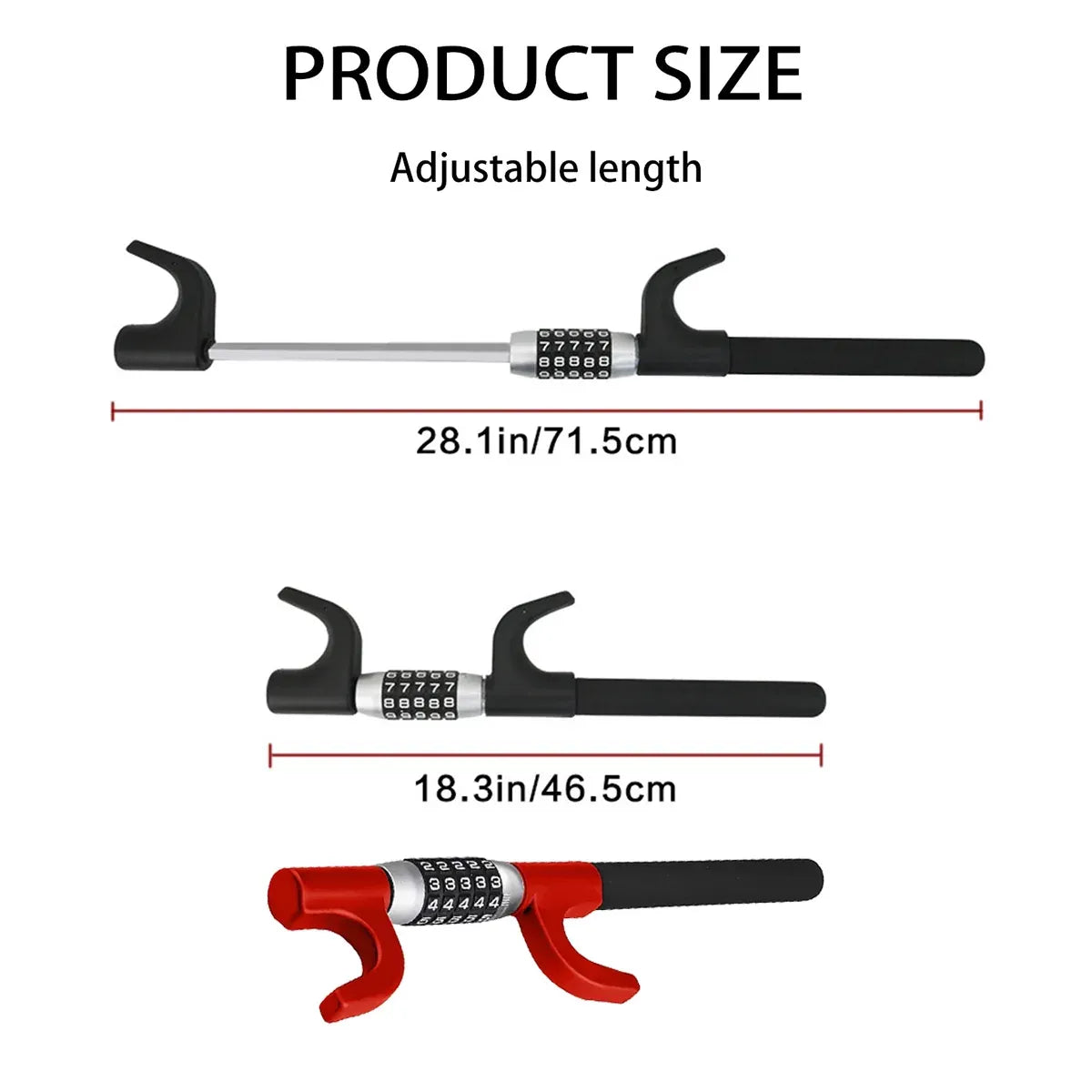 Car Steering Wheel Lock Anti Theft Security Code Lock for Vehicle Protection Use - Black