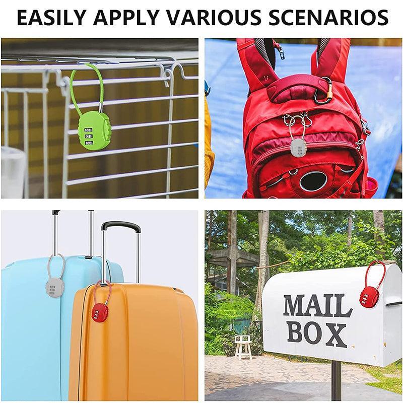 Safes & Lock Boxes: Combination Lock Padlock Locker 3 Digit Security Bike Suitcase Luggage Bag - Red