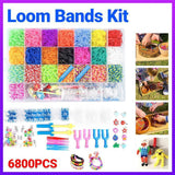 6800PCS Loom Bands Kit Bracelet Mixed Colour Rubber Refill Clip Hook Charms DIY