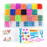 6800PCS Loom Bands Kit Bracelet Mixed Colour Rubber Refill Clip Hook Charms DIY