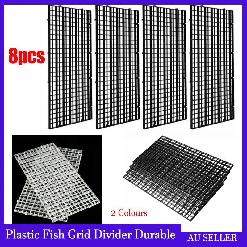 Aquarium Decor: 8Pcs Plastic Fish Grid Divider Durable  Holder Fish Tank Tray Egg Crate Aquarium - White