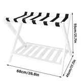 Clothing & Wardrobe Storage: Foldable Luggage Rack Stand Portable Black Storage Shelf for Bedroom Travel