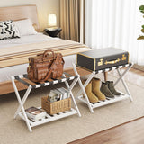 Clothing & Wardrobe Storage: Foldable Luggage Rack Stand Portable Black Storage Shelf for Bedroom Travel