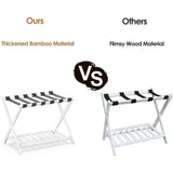 Clothing & Wardrobe Storage: Foldable Luggage Rack Stand Portable Black Storage Shelf for Bedroom Travel