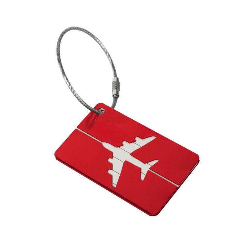 Suitcases: Luggage Tag Aluminum Travel Baggage Suitcase Identity Address Name Label Cards - Red