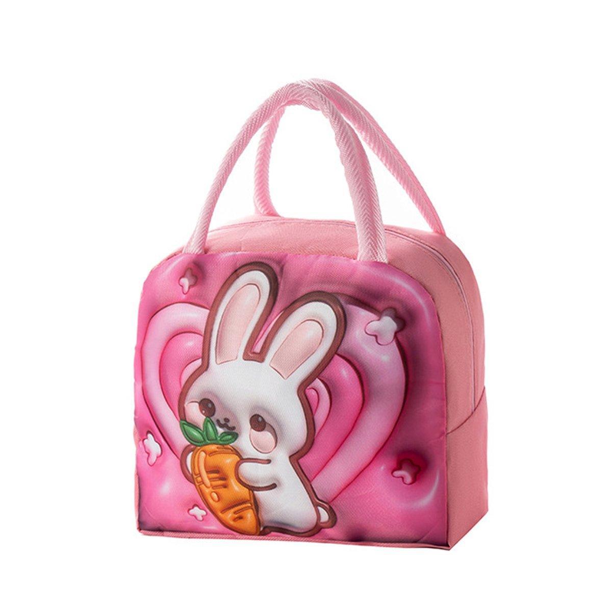 Kid's Lunch Boxes & Bags: Cute 3D Cartoon Insulated Lunch Bag Oxford Fabric Bento Tote for School Use - Pink Rainbow Unicorn