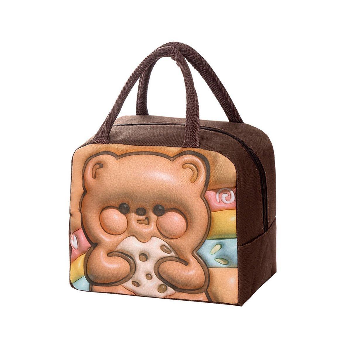Kid's Lunch Boxes & Bags: Cute 3D Cartoon Insulated Lunch Bag Oxford Fabric Bento Tote for School Use - Navy Blue Dinosaur