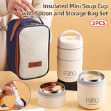 3pcs Insulated Lunch Box Soup Container Portable Breakfast Food Storage Box Set