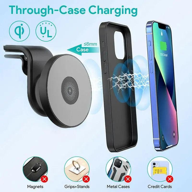 Laptop Stands: Wireless 15W Magnetic Car Mount Holder Charger For Iphone 13 12 Pro Max Magsafe - White