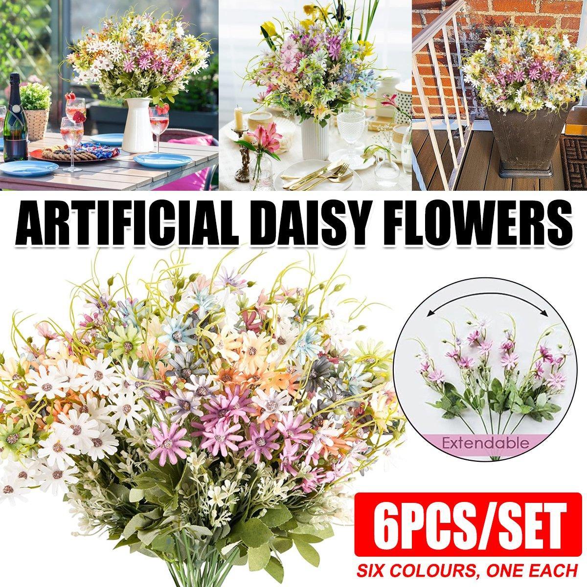 Artificial Flowers & Plants: 6x Artificial Small Soft Chrysanthemum Home Office Daisy Flower Party Decor DIY