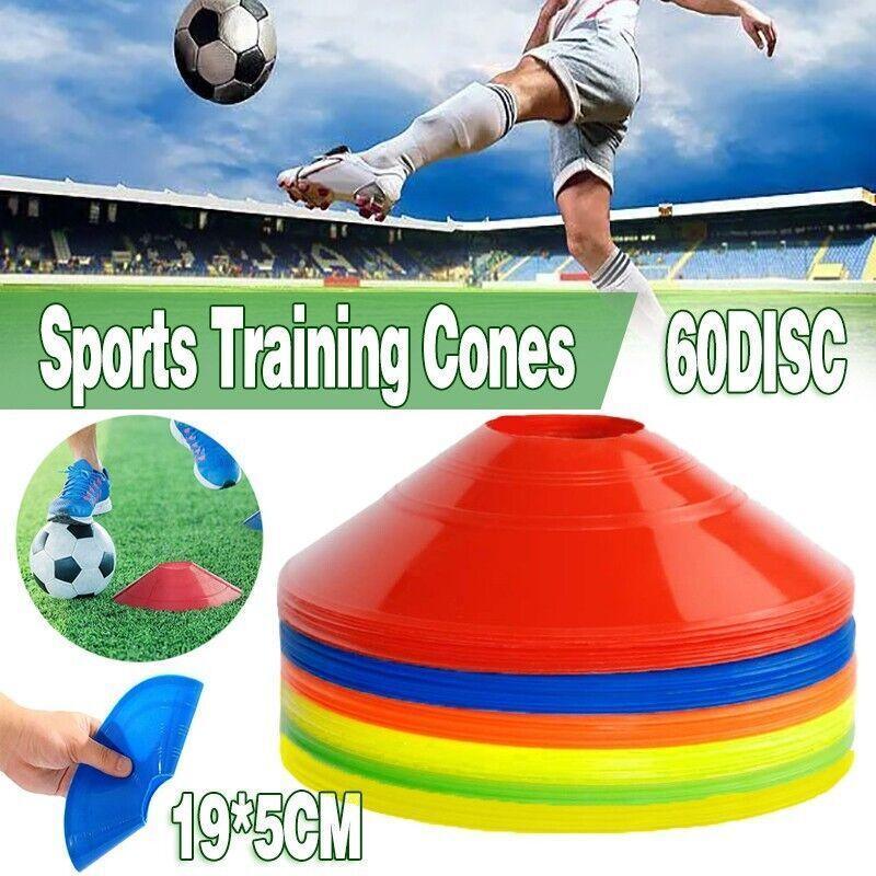 Soccer & Soccer Accessories: 60 Pack Sports Training Discs Markers Cones Soccer Rugby Fitness Exercise
