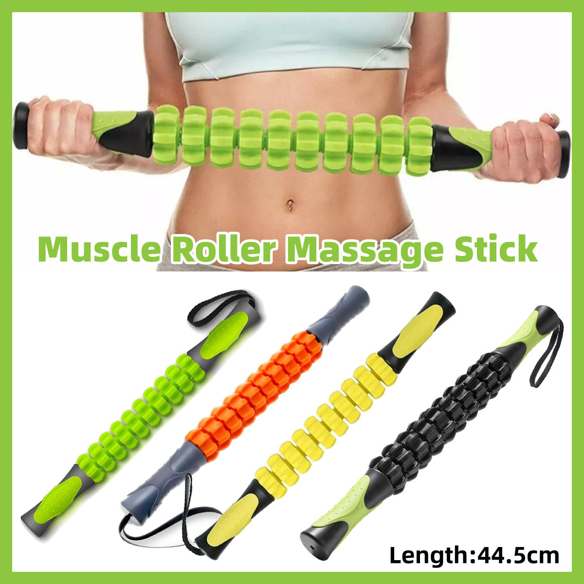 Gym Equipment & Accessories: Muscle Roller Stick Full Body Fitness Massage Tool for Home and Gym Use - Orange