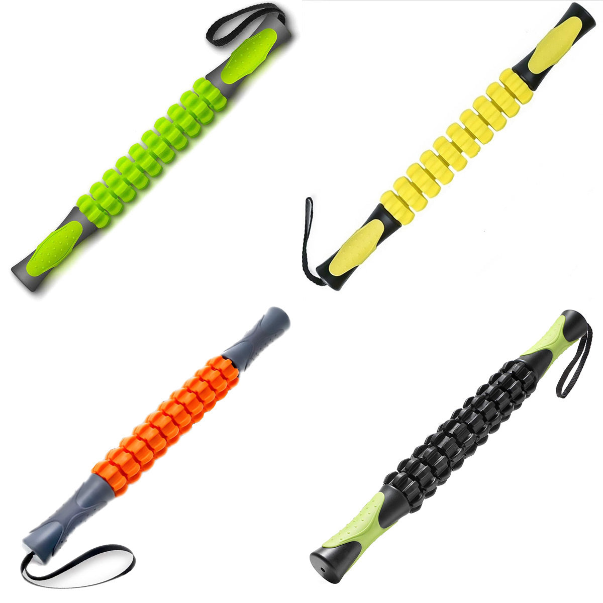 Muscle Roller Stick Full Body Fitness Massage Tool for Home and Gym Use - Yellow