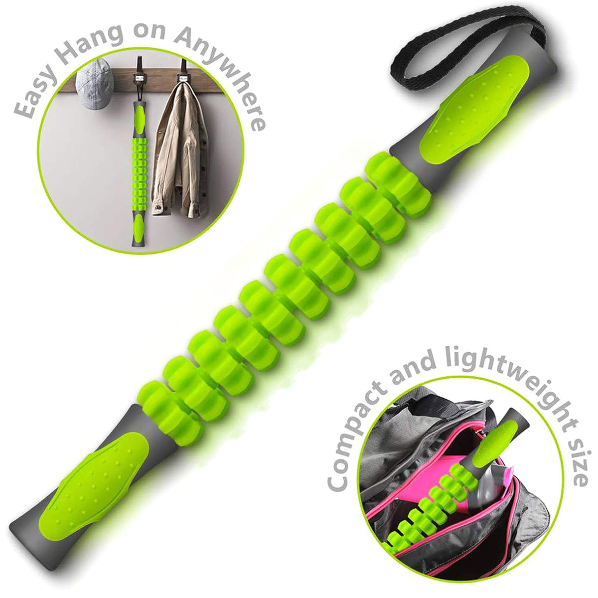 Muscle Roller Stick Full Body Fitness Massage Tool for Home and Gym Use - Yellow