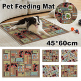Dog Bowls, Feeders & Waterers: Waterproof Pet Floor Mat Carpet For Dog Cage Feeding Area Anti Slip Washable - Dog-Brown