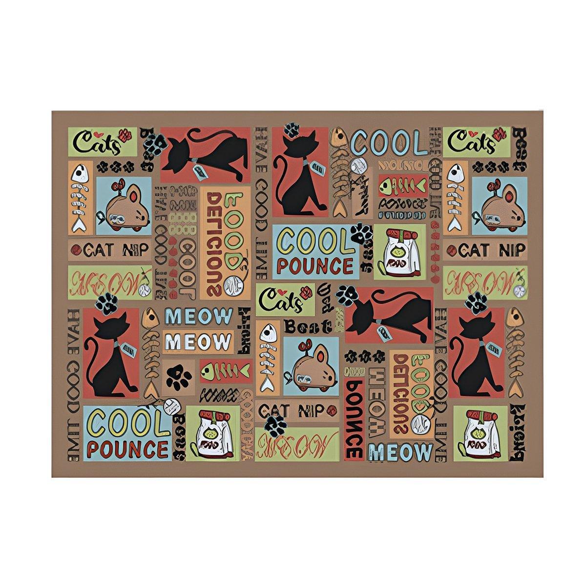 Dog Bowls, Feeders & Waterers: Waterproof Pet Floor Mat Carpet For Dog Cage Feeding Area Anti Slip Washable - Dog-Brown