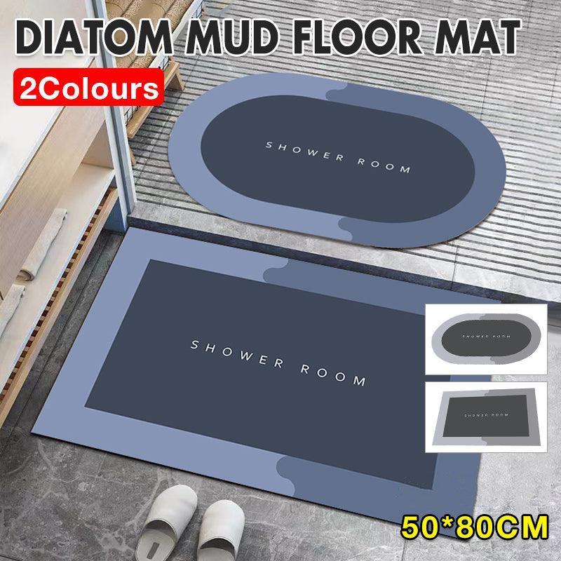 Bath Mats & Rugs: 50x80CM Super Absorbent Floor Mat Soft Quick-Drying Non-Slip Diatom Mud Bath - Grey-Retangle